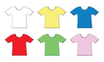 A collection of colorful t-shirt illustrations set on a white background. vector