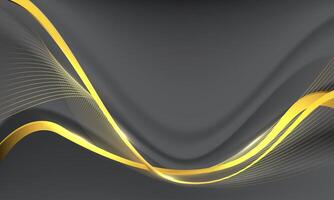 Abstract gold black ribbon curve grey luxury background vector