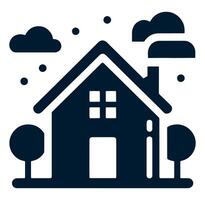A house with a tree and clouds in the background vector