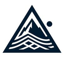 A triangle with mountains and waves in the middle vector