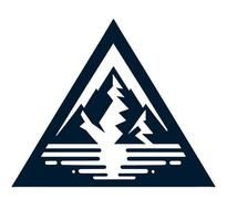 A triangle with mountains and water in it vector