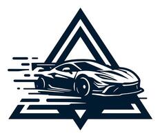 A luxury car in a triangle with a black and white background vector