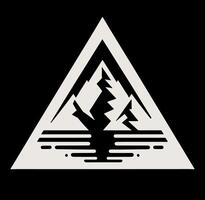 A triangle with a mountain and a lake in it vector
