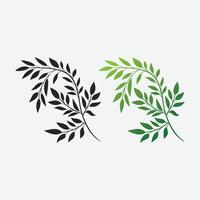curved leaf motif with swirling patterns silhouette vector