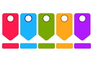 Infographic for business promotion featuring five colorful tags with blank spaces. vector