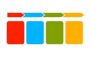Infographic time line with four colored arrows and boxes for business promotion. vector