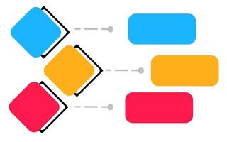 Infographic for business promotion with three connected colorful blocks. vector