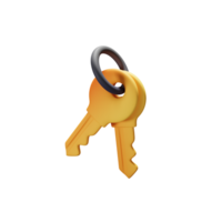 A yellow key with two black rings on it png