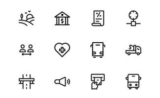 Public Services Icons set pack. Editable, Graphics for Civic, Infrastructure, and Community Service Applications vector