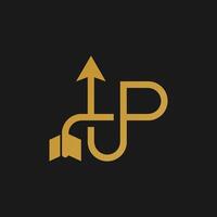Up text logo icon design template. Up arrow emblem, starting business logotype. vector