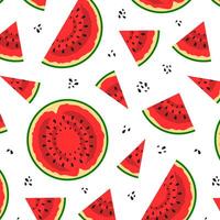 Seamless pattern of watermelon slices on transparent background vector