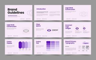Brand Guideline Slide Presentation Template and Landscape Brand Guideline Layout Design. vector