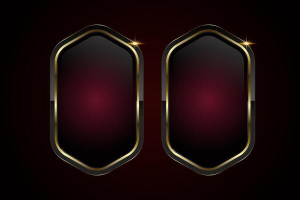 Set of two luxury 3Ds glossy dark red button , illustration. with vertically elongated button features a deep black-to-burgundy gradient, exuding elegance style