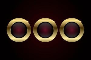 Set of three Luxury gold circle buttons, banner, web bar, design. Group of premium buttons element illustration design for web UI-UX vector