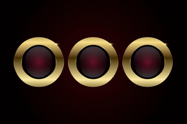 Set of three Luxury gold circle buttons, banner, web bar, design. Group of premium buttons element illustration design for web UI-UX