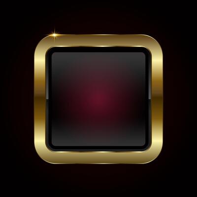 A 3Ds glossy red rectangle button . A rectangle shape button for luxury element of web UI design. A premium button with gold stoked on dark red background