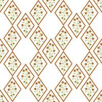 Geometric pattern with red flowers vector