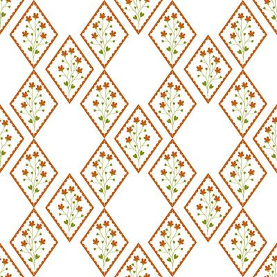Geometric pattern with red flowers