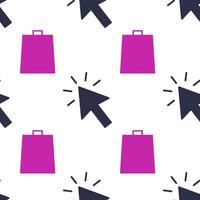 Colorful arrow and box icons pattern on white background vector