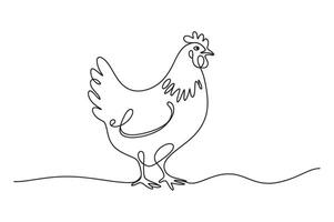 Single Line Drawing of a Hen Standing on the Ground Simple Minimalist Illustration vector