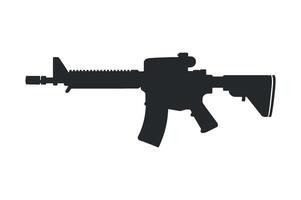 Black Silhouette of an Assault Rifle with Scope for Military or Tactical Designs vector