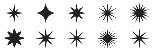 Twelve Unique Black Starburst Icons Set for Design Projects vector
