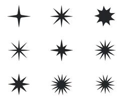 Collection of Nine Different Starburst Shapes for Design Projects vector