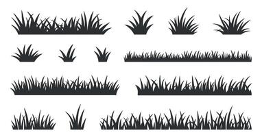 Collection of Black Silhouette Grass Illustrations Various Sizes and Styles for Design vector