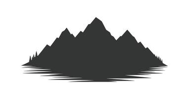Majestic Mountain Silhouette with Reflection and Pine Trees vector