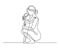 Continuous Line Drawing of a Mother Tenderly Embracing Her Child a Symbol of Maternal Love and Protection vector