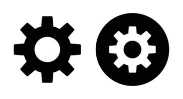 Simple black and white gear icons. one standalone, one inside a circle. Perfect for settings, options, or mechanics. vector