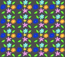 Seamless floral pattern of colorful flowers in doodle style on grey background vector