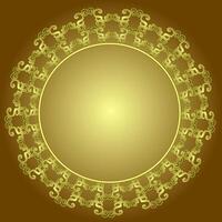 Golden round frame on brown gradient background vector