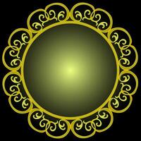Golden round frame with a beautiful pattern on a gradient background vector