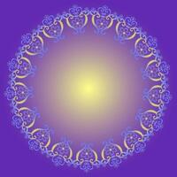Beautiful round frame in gold color on a soft blue background vector