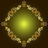 Golden rectangular patterned frame on brown background vector