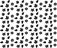 Seamless floral pattern in black on white background drawn in doodle style vector