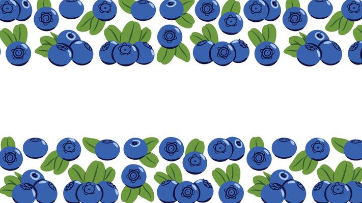Flat Blueberry Frame with Your Text Place on White Background