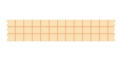 Light washi tape with orange grid pattern. Flat cartoon style illustration for design use. vector