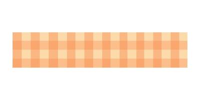 Bright orange washi tape with gingham pattern in warm tones. Cozy flat cartoon style design. vector