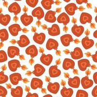 Seamless pattern with cartoon red heart bombs and flames, symbolizing passion, protest and bold emotions. vector