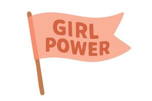 Waving pink flag with bold Girl Power text, symbol of strength, unity and feminist pride. vector