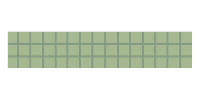 Washi tape with minimal green grid pattern. Flat cartoon illustration for decorative design use. vector