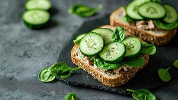 Nutritious Tuna Sandwich Served On Hearty Bread photo