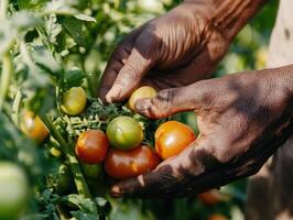 Seasoned Hands Sorting Fresh Crops photo