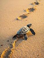 Sand Walk of a Lone Turtle photo