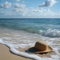 Sea side Hat Accompanied by Waves photo