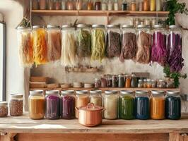 Classic Botanical Dye Process in Artisan Workshop Space photo