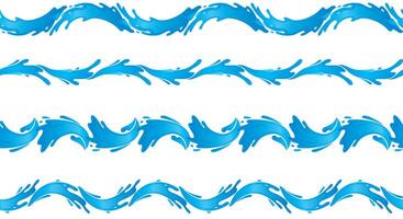 Water Wave Pattern Horizontal Set vector