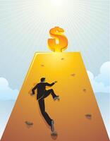 Wall Climbing, Economic Struggle Concept vector